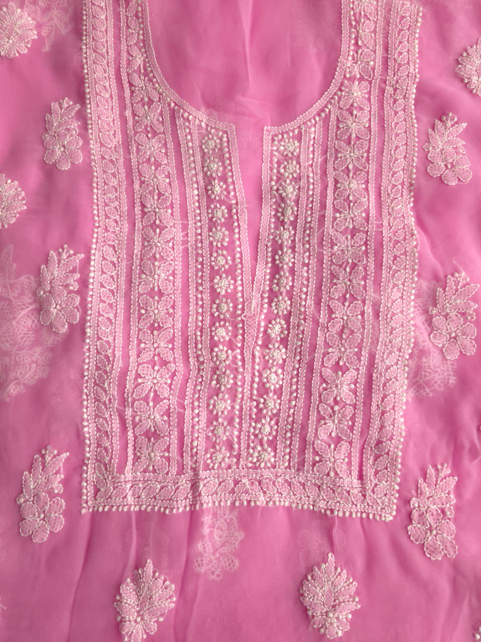 Dark Pink Georgette Unstitched full set with Beutiful Dupatta