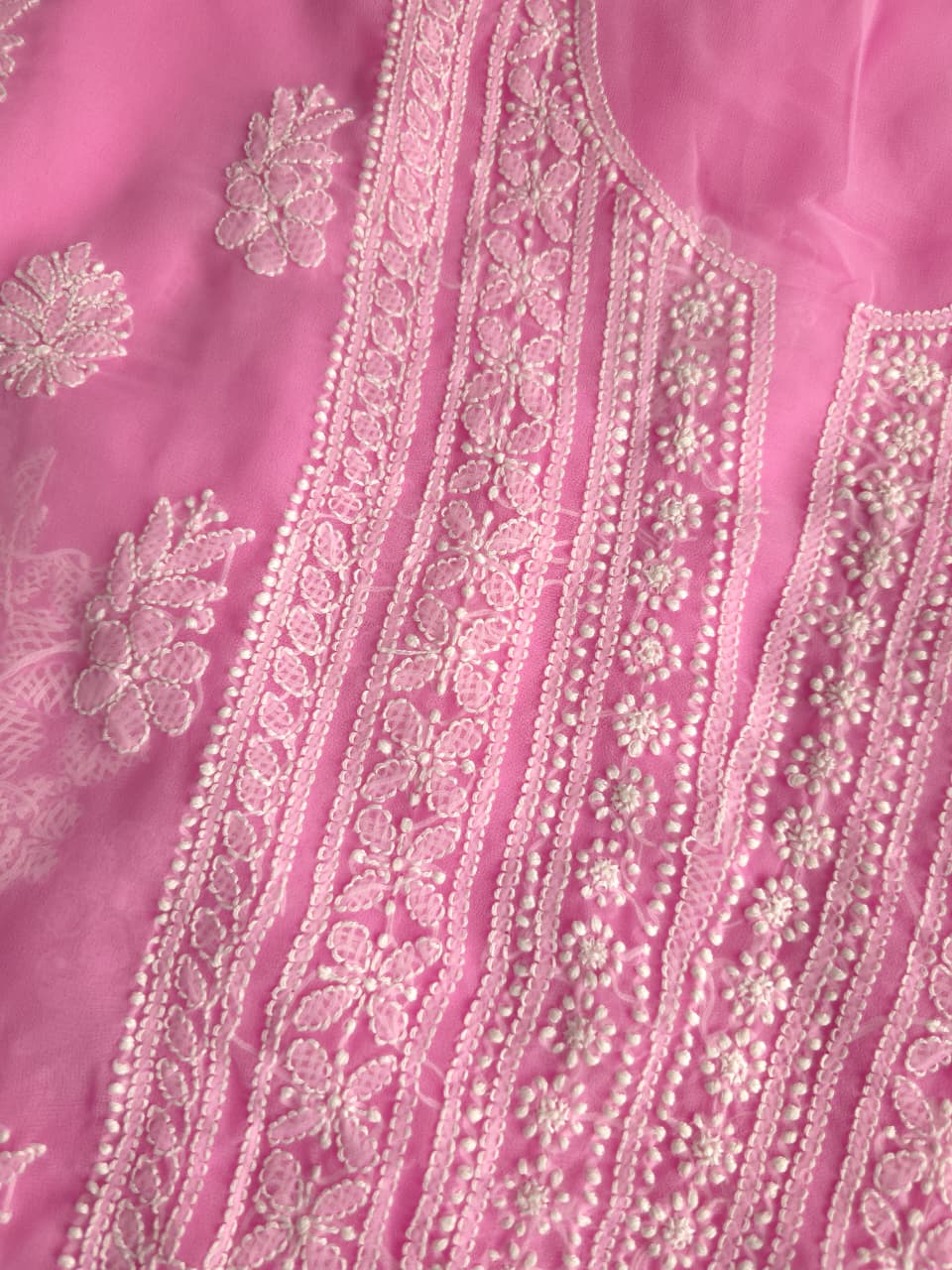 Dark Pink Georgette Unstitched full set with Beutiful Dupatta