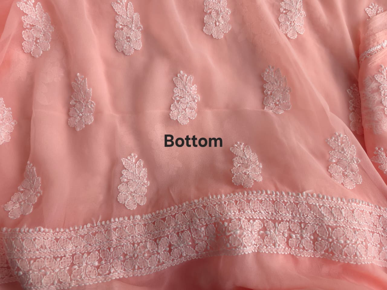 Peachish pink Georgette Unstitched set with beautiful dupatta