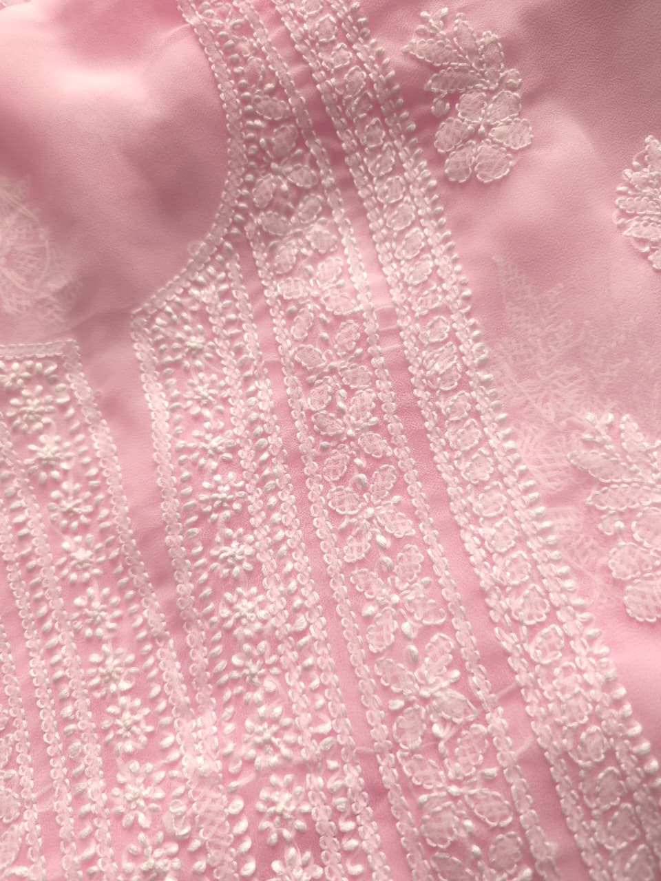 Baby Pink Georgette unstitched full suit with beautiful dupatta
