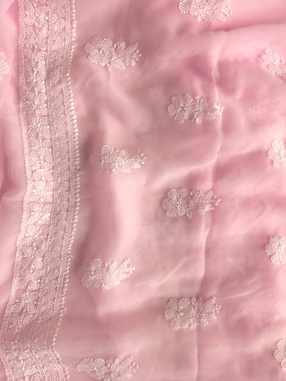 Baby Pink Georgette unstitched full suit with beautiful dupatta