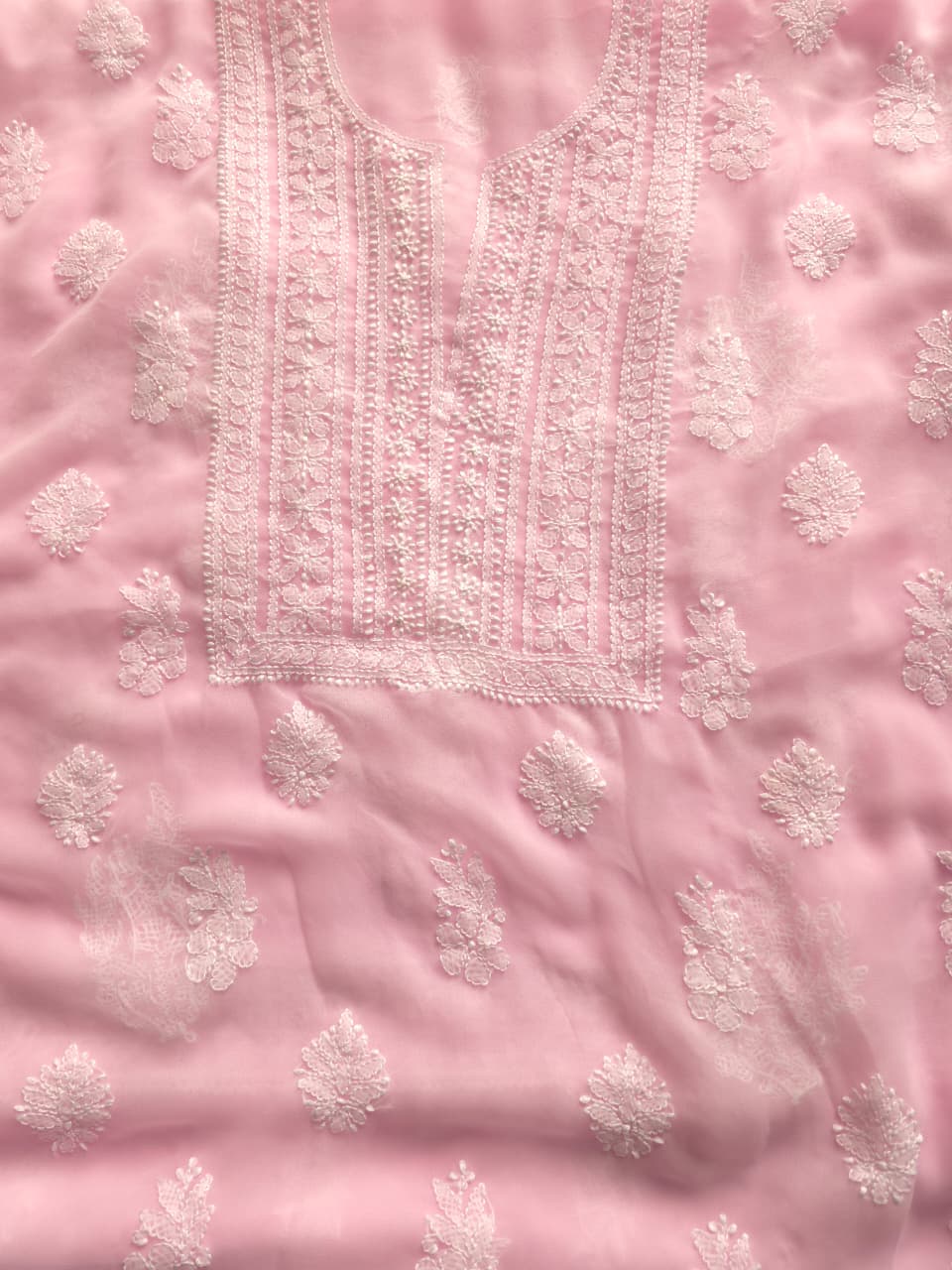 Baby Pink Georgette unstitched full suit with beautiful dupatta