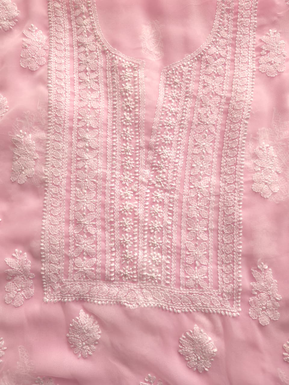 Baby Pink Georgette unstitched full suit with beautiful dupatta