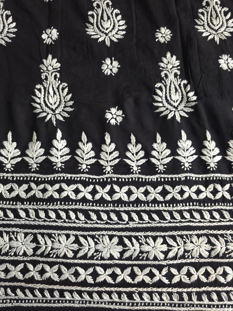 Black Soft Modal Kurta Fabric with chikankari