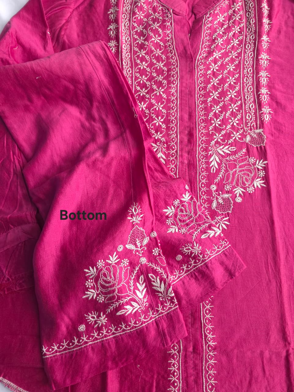 Soft Chanderi Silk Co ord set with fine chikankari only
