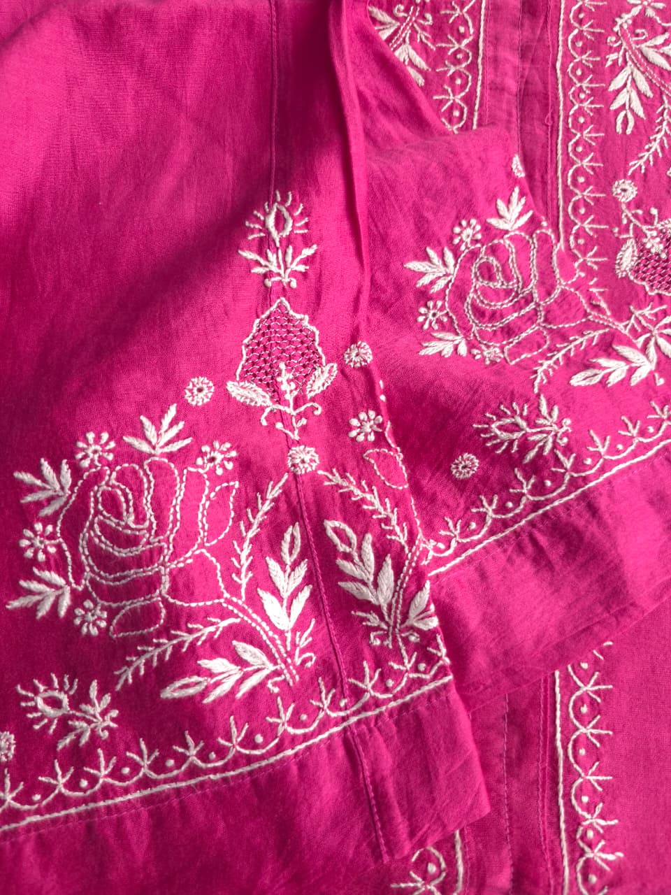 Soft Chanderi Silk Co ord set with fine chikankari only