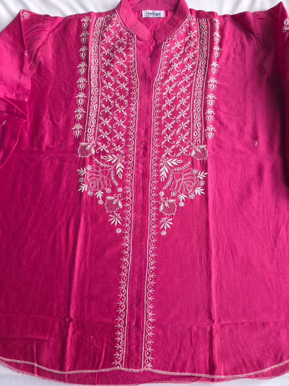 Soft Chanderi Silk Co ord set with fine chikankari only