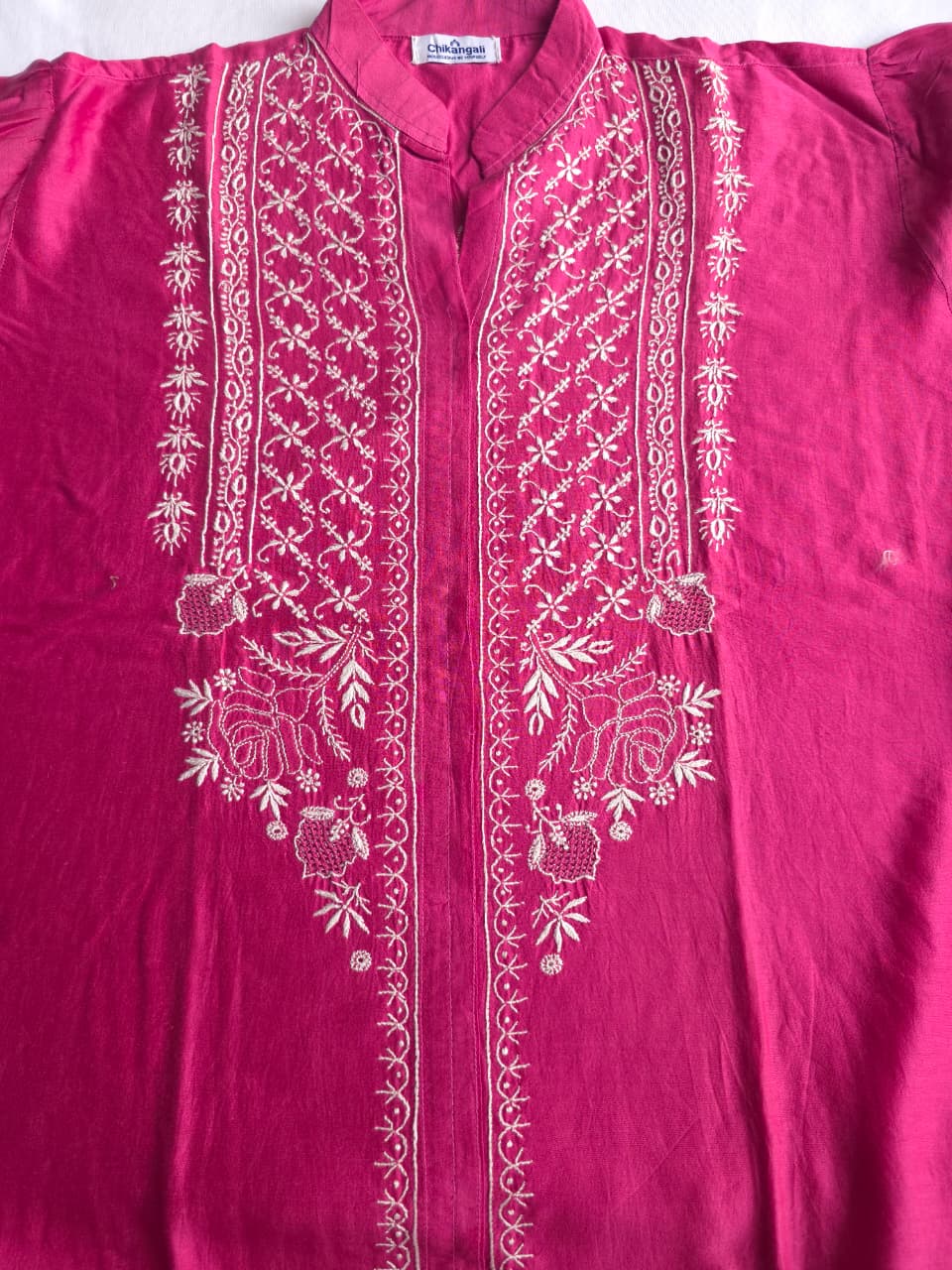 Soft Chanderi Silk Co ord set with fine chikankari only