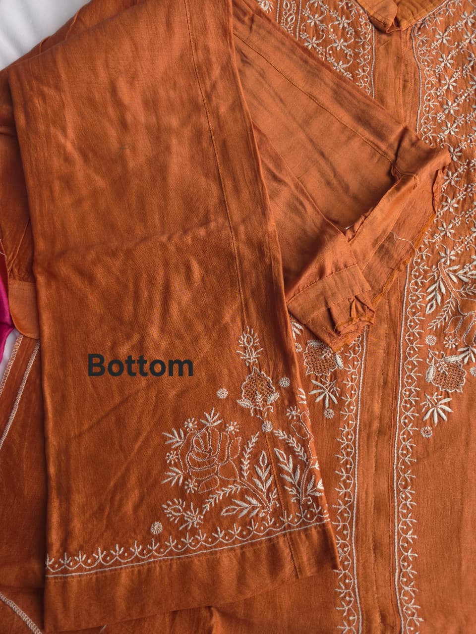 Soft Chanderi Silk semistithced co ord set with fine chikankari only