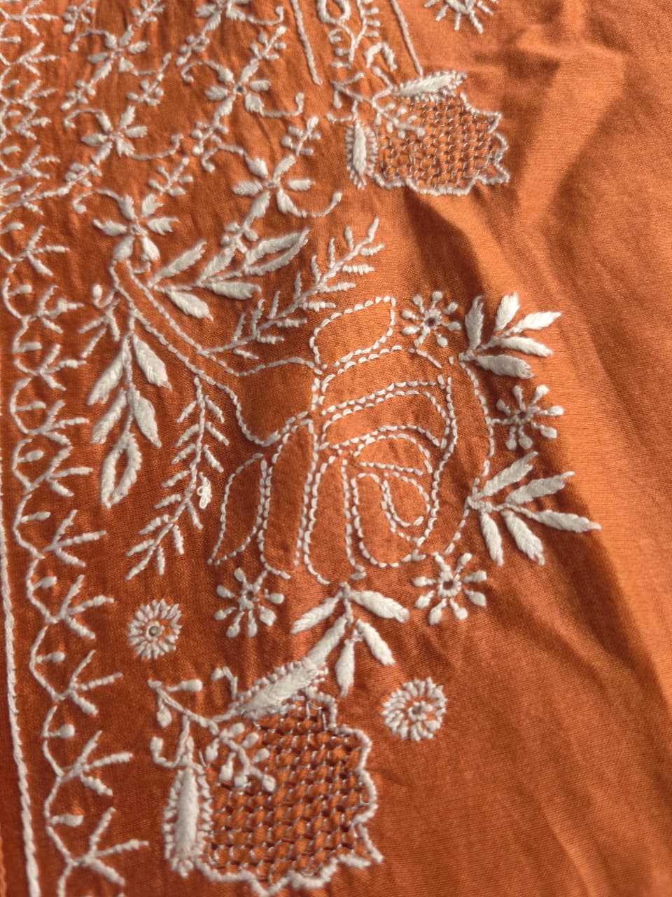 Soft Chanderi Silk semistithced co ord set with fine chikankari only