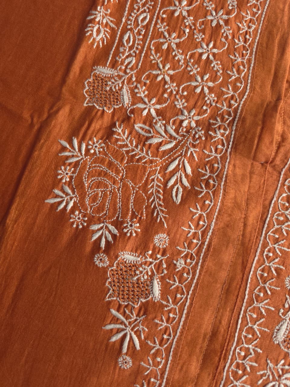 Soft Chanderi Silk semistithced co ord set with fine chikankari only