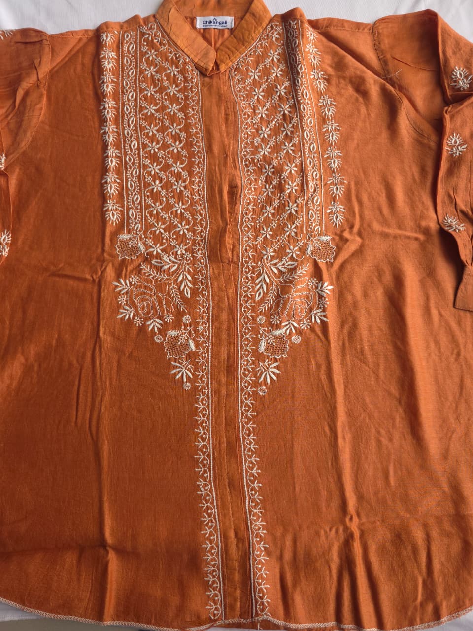 Soft Chanderi Silk semistithced co ord set with fine chikankari only