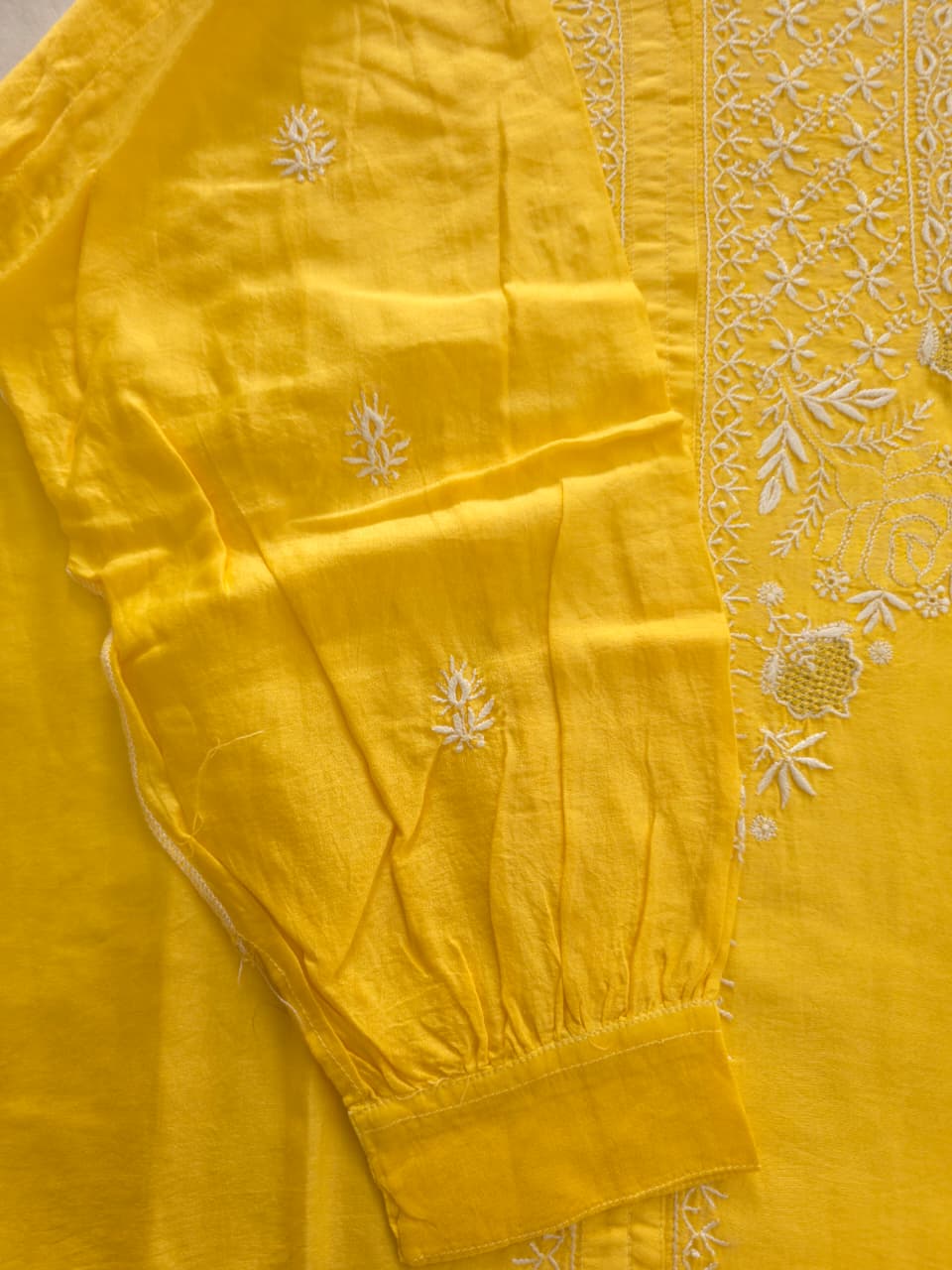 Soft Chanderi silk semistitched co ord set with fine chikankari only