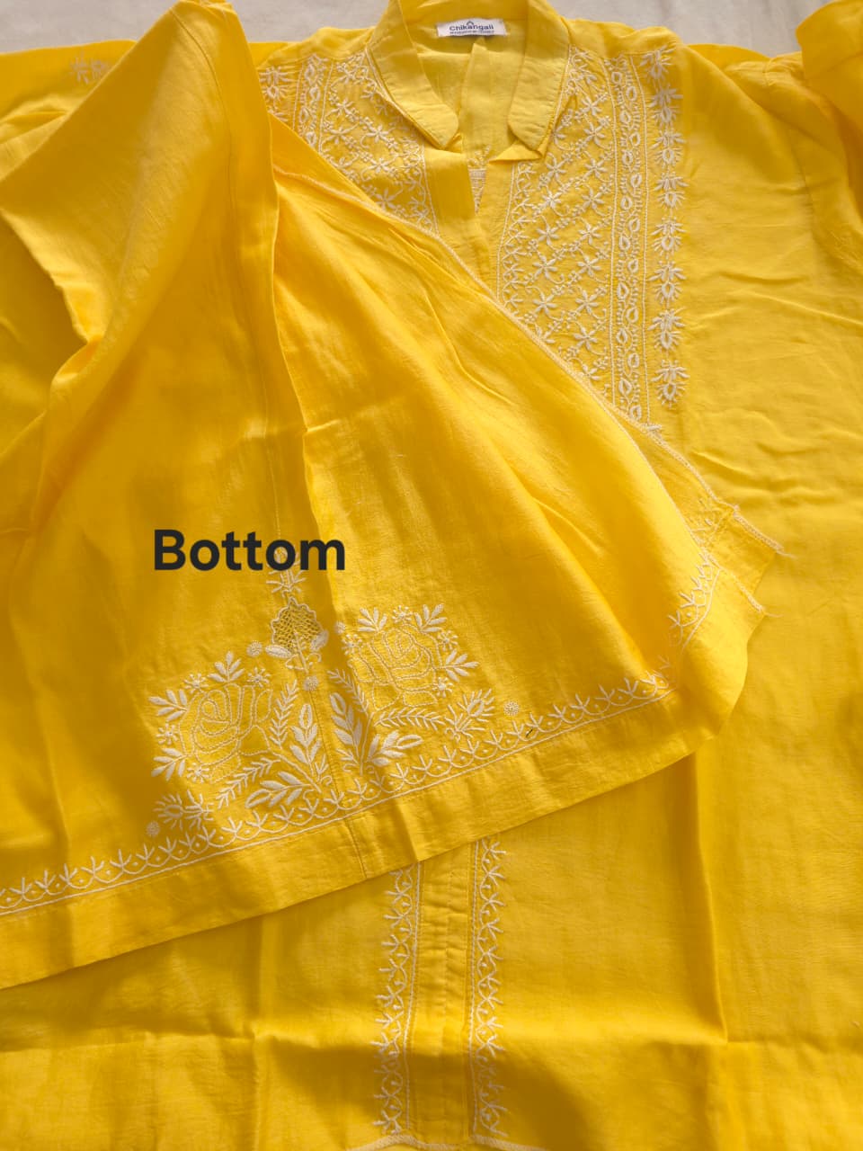 Soft Chanderi silk semistitched co ord set with fine chikankari only