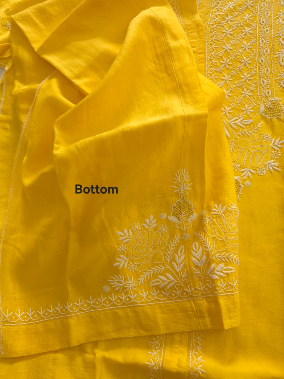 Soft Chanderi silk semistitched co ord set with fine chikankari only