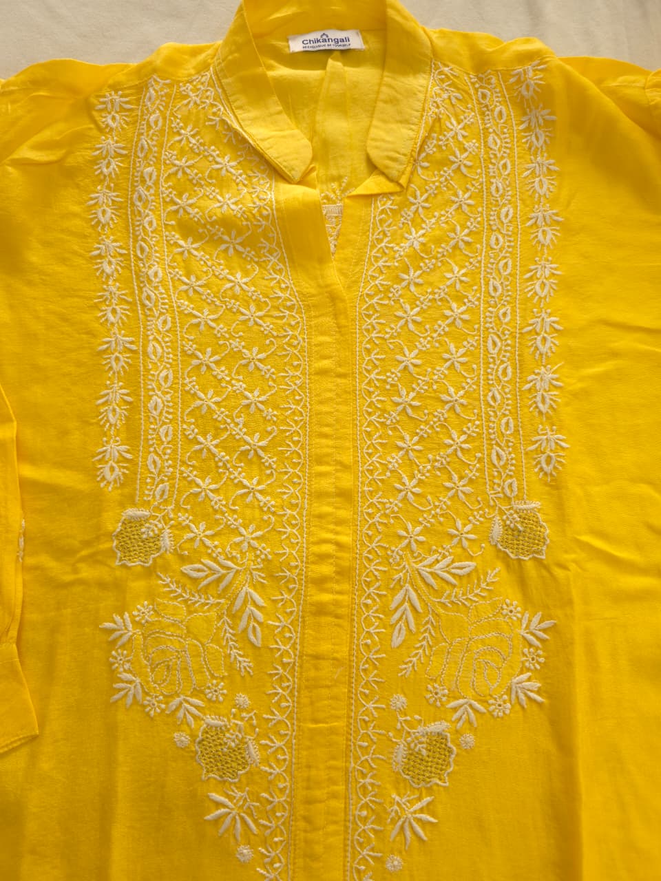 Soft Chanderi silk semistitched co ord set with fine chikankari only