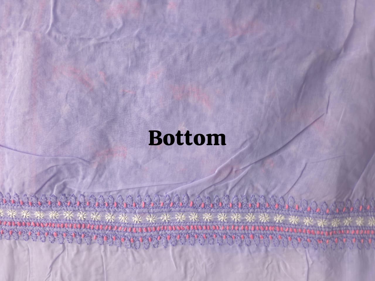 Lavender Premium Cotton Full set with fine handwork with designer dupatta