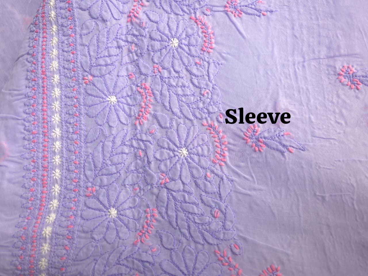 Lavender Premium Cotton Full set with fine handwork with designer dupatta