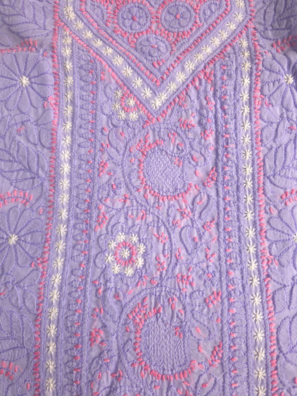 Lavender Premium Cotton Full set with fine handwork with designer dupatta