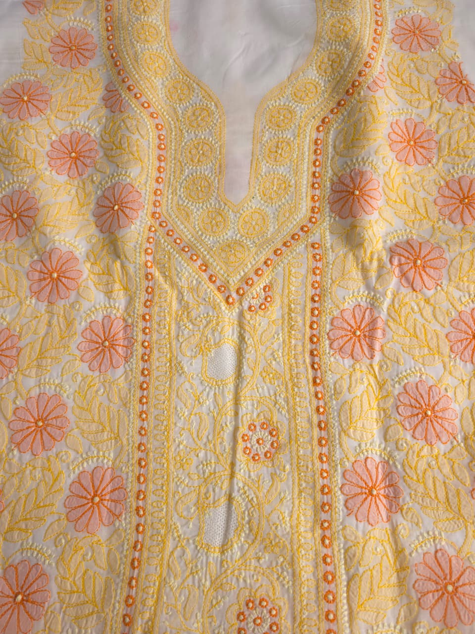 White Premium cotton set with Multicolored handwork and Designer Dupatta