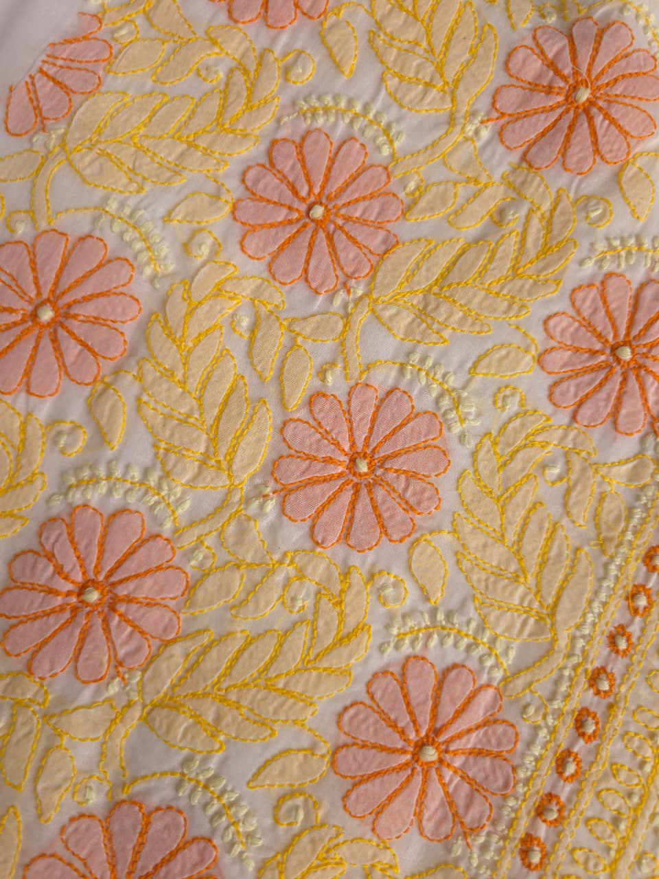 White Premium cotton set with Multicolored handwork and Designer Dupatta