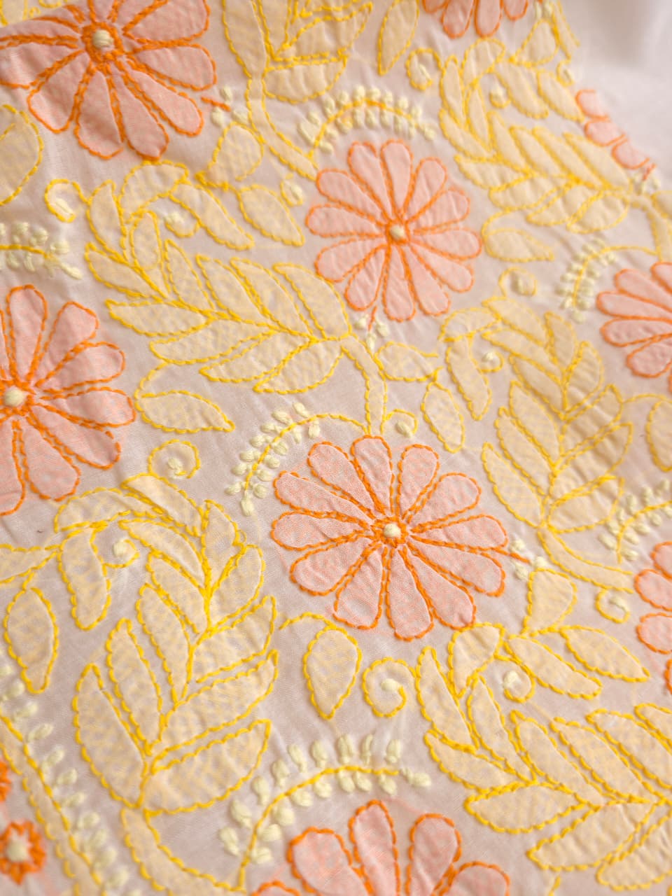 White Premium cotton set with Multicolored handwork and Designer Dupatta