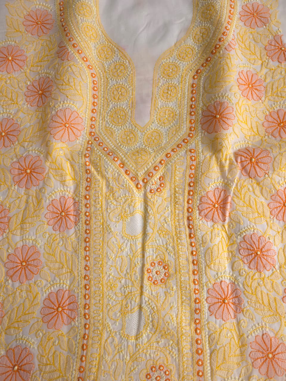 White Premium cotton set with Multicolored handwork and Designer Dupatta