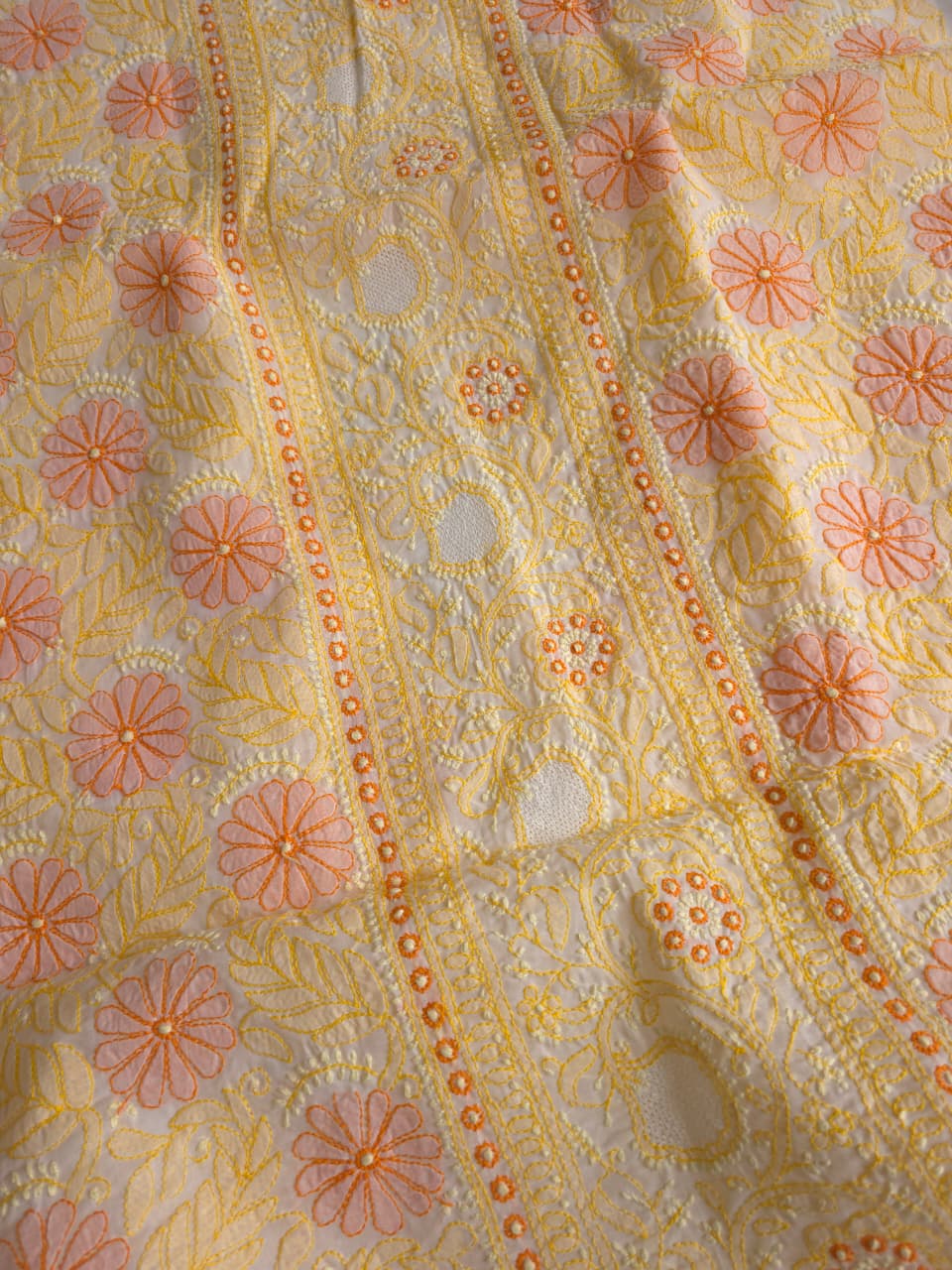 White Premium cotton set with Multicolored handwork and Designer Dupatta