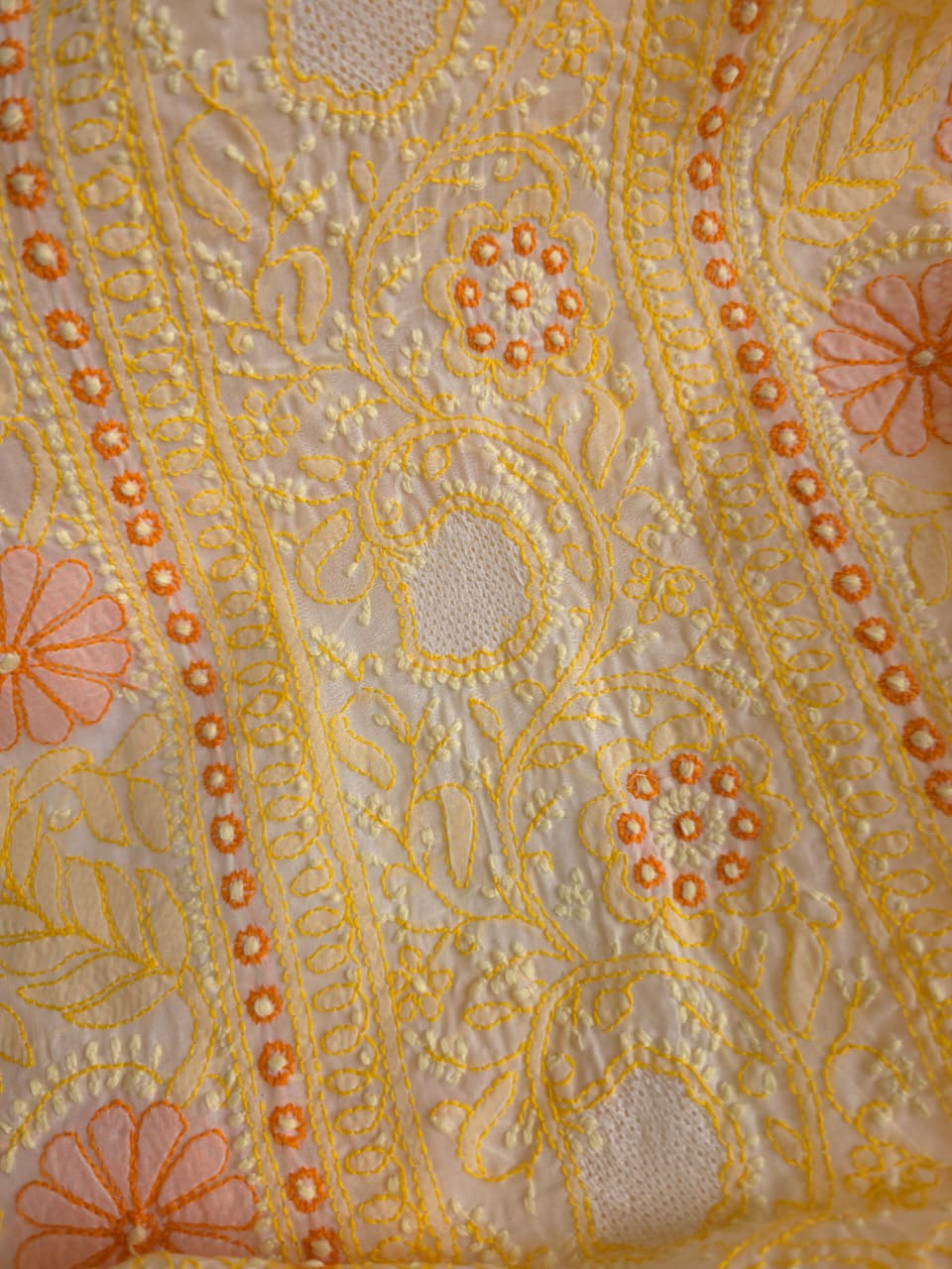 White Premium cotton set with Multicolored handwork and Designer Dupatta