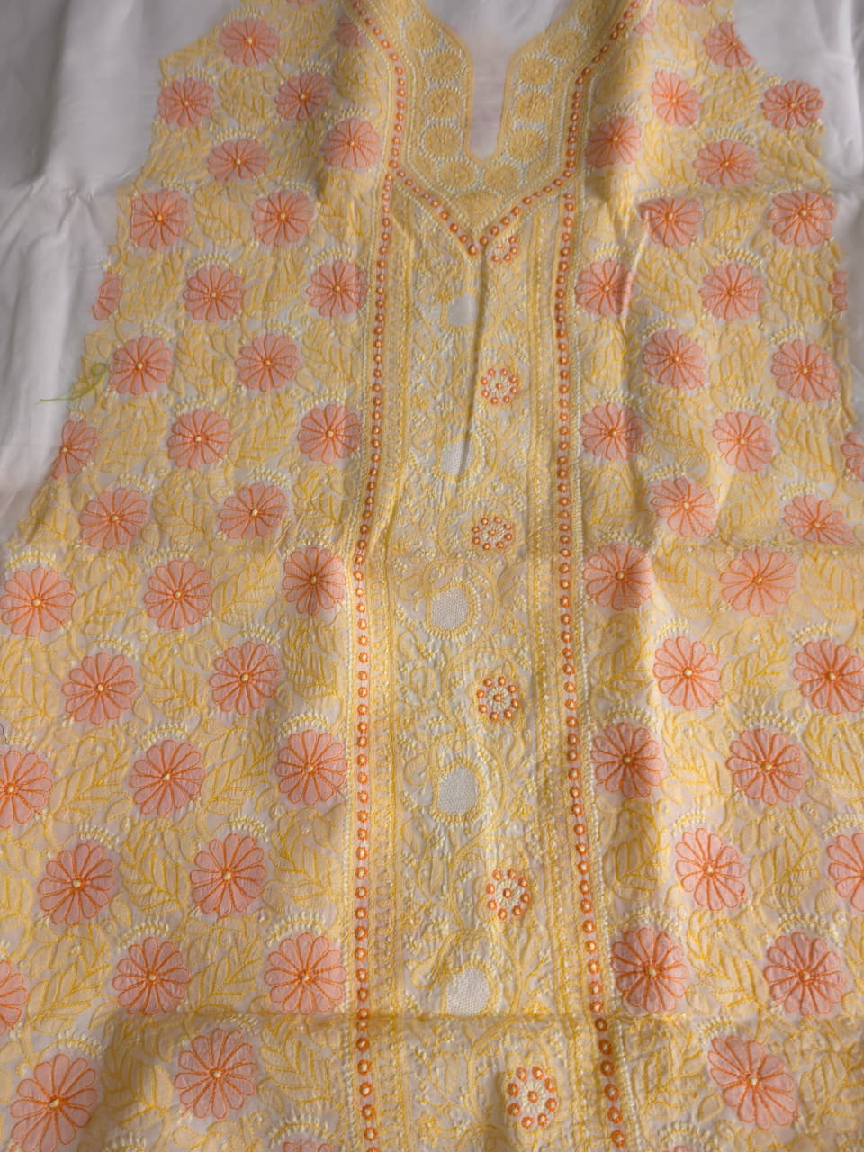 White Premium cotton set with Multicolored handwork and Designer Dupatta