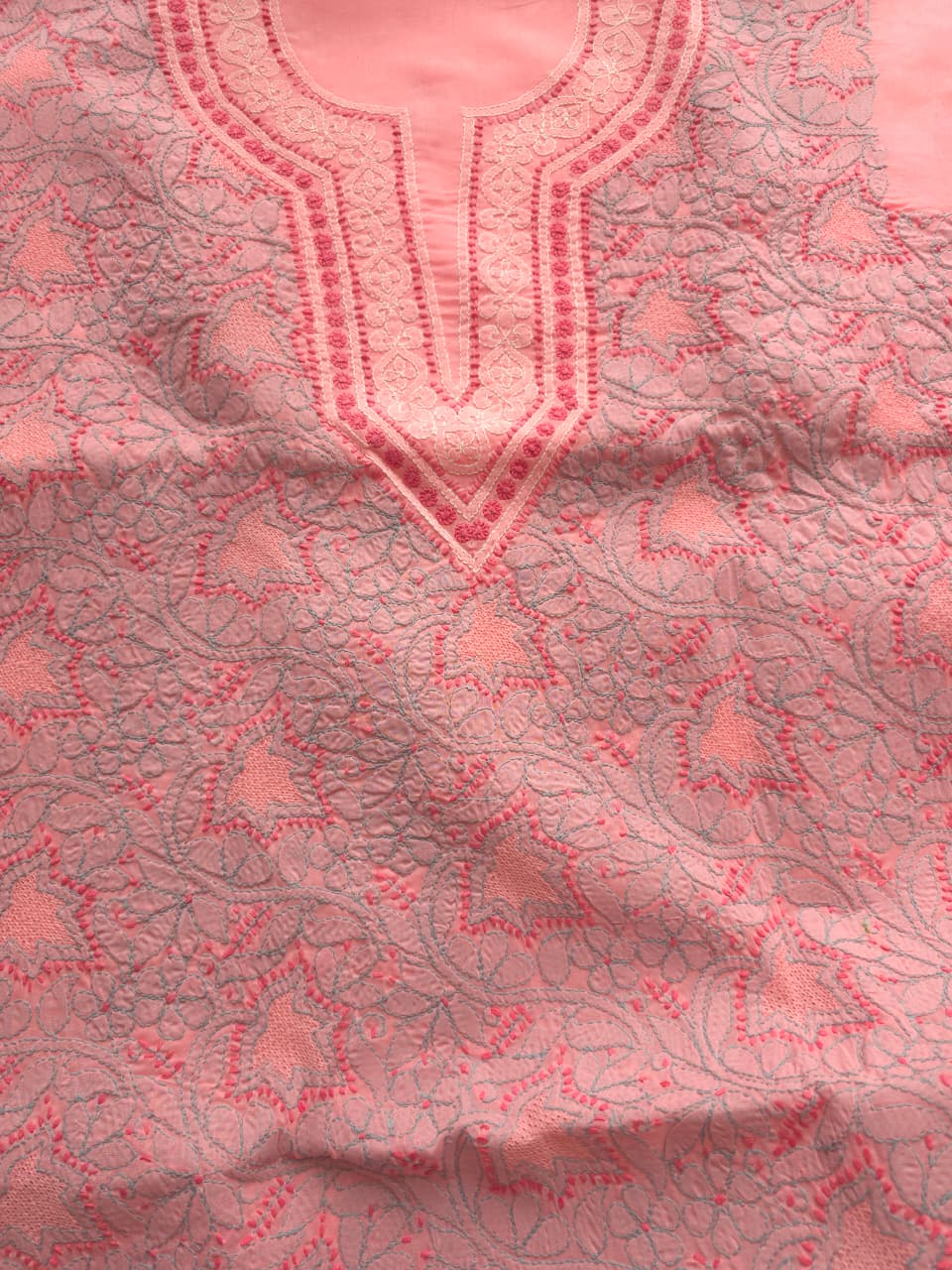 Carrot Pink color Premium cotton suit with designer dupatta