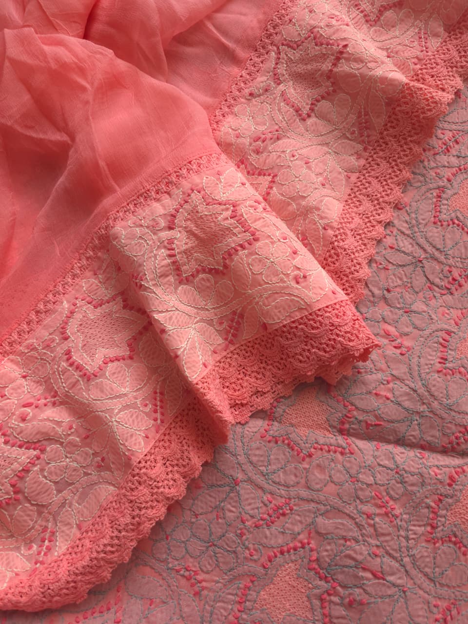 Carrot Pink color Premium cotton suit with designer dupatta