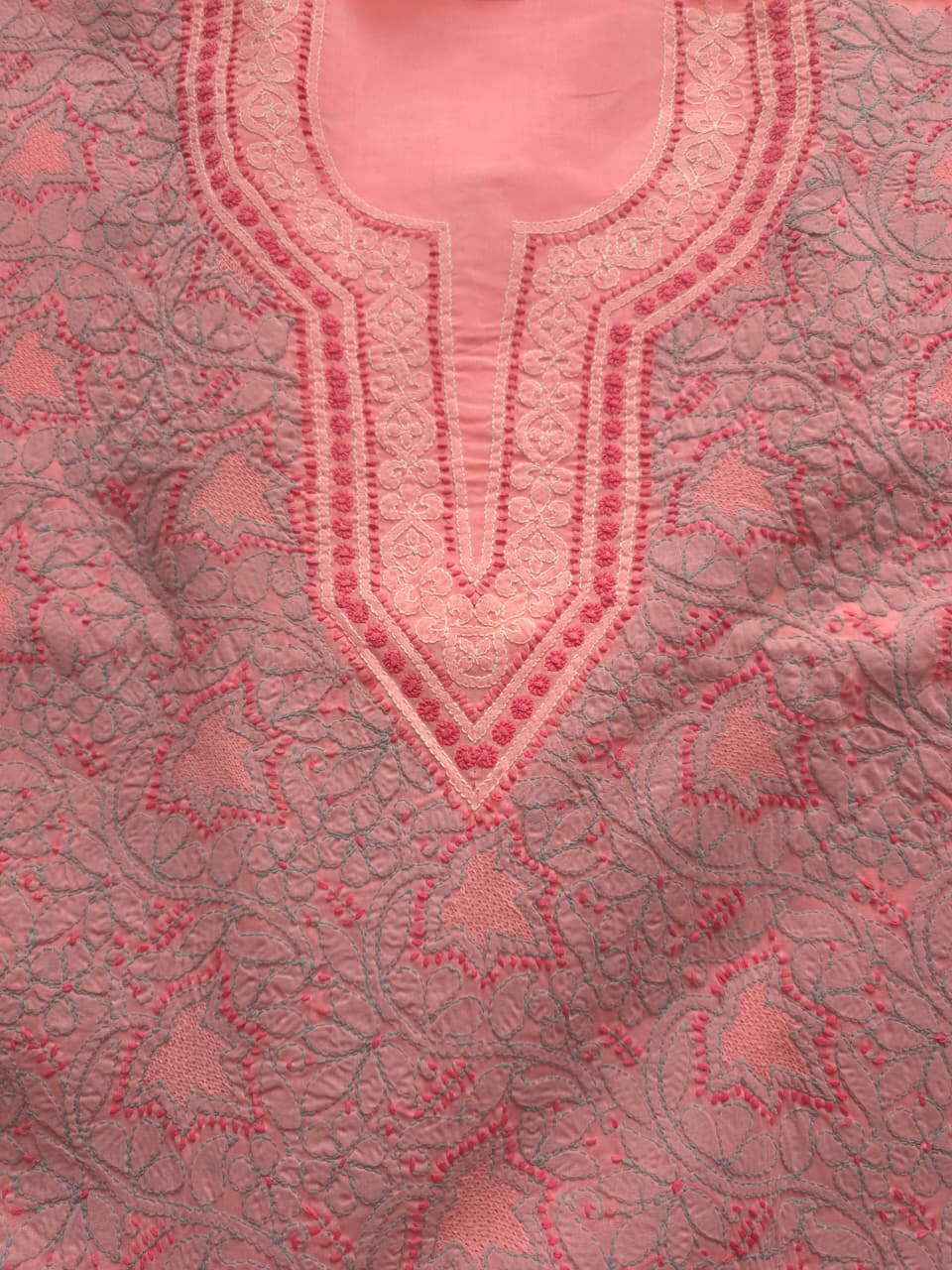 Carrot Pink color Premium cotton suit with designer dupatta