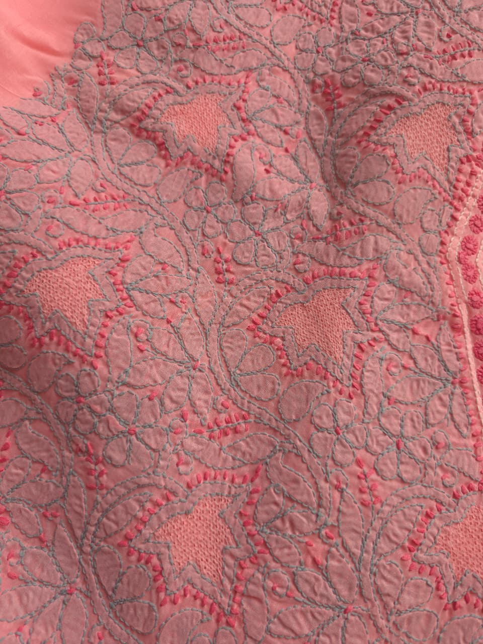 Carrot Pink color Premium cotton suit with designer dupatta