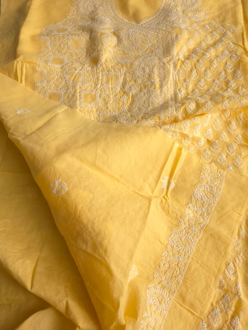 Yellow Angarkha pattern full set with Jaaliwork