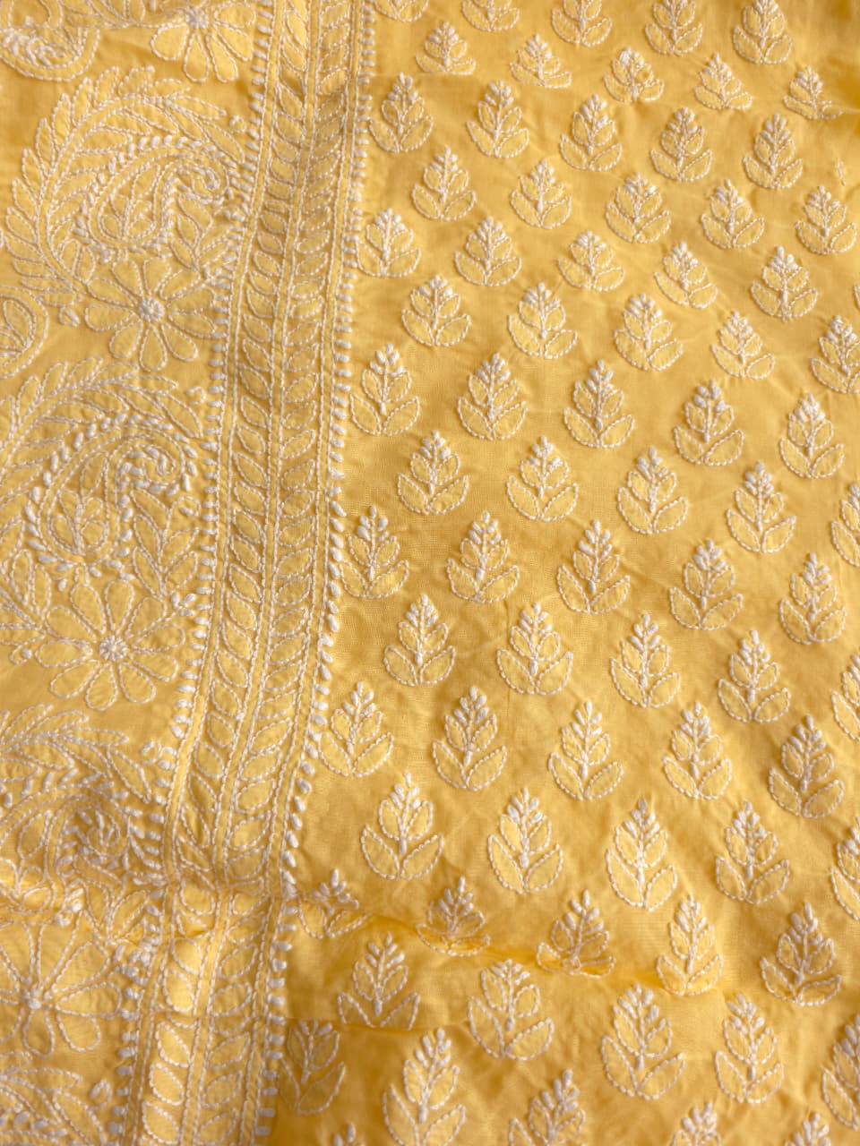 Yellow Angarkha pattern full set with Jaaliwork