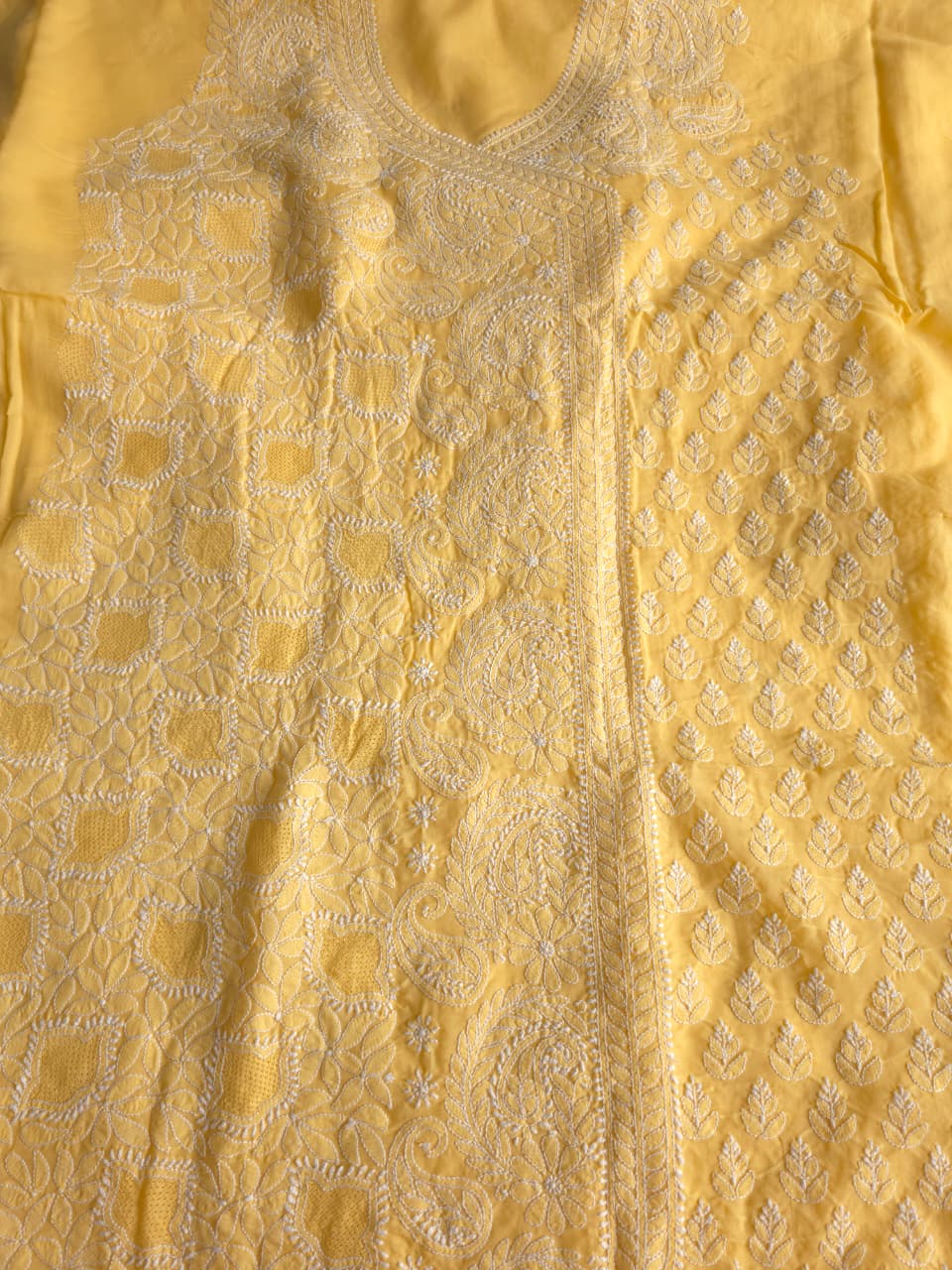 Yellow Angarkha pattern full set with Jaaliwork