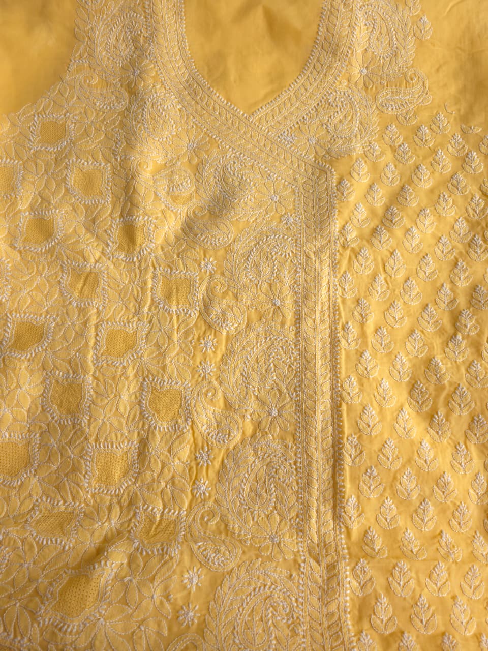 Yellow Angarkha pattern full set with Jaaliwork