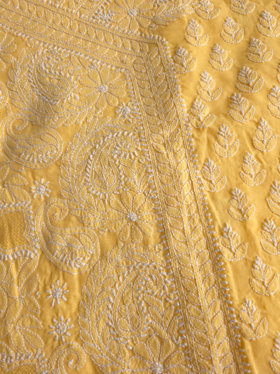Yellow Angarkha pattern full set with Jaaliwork