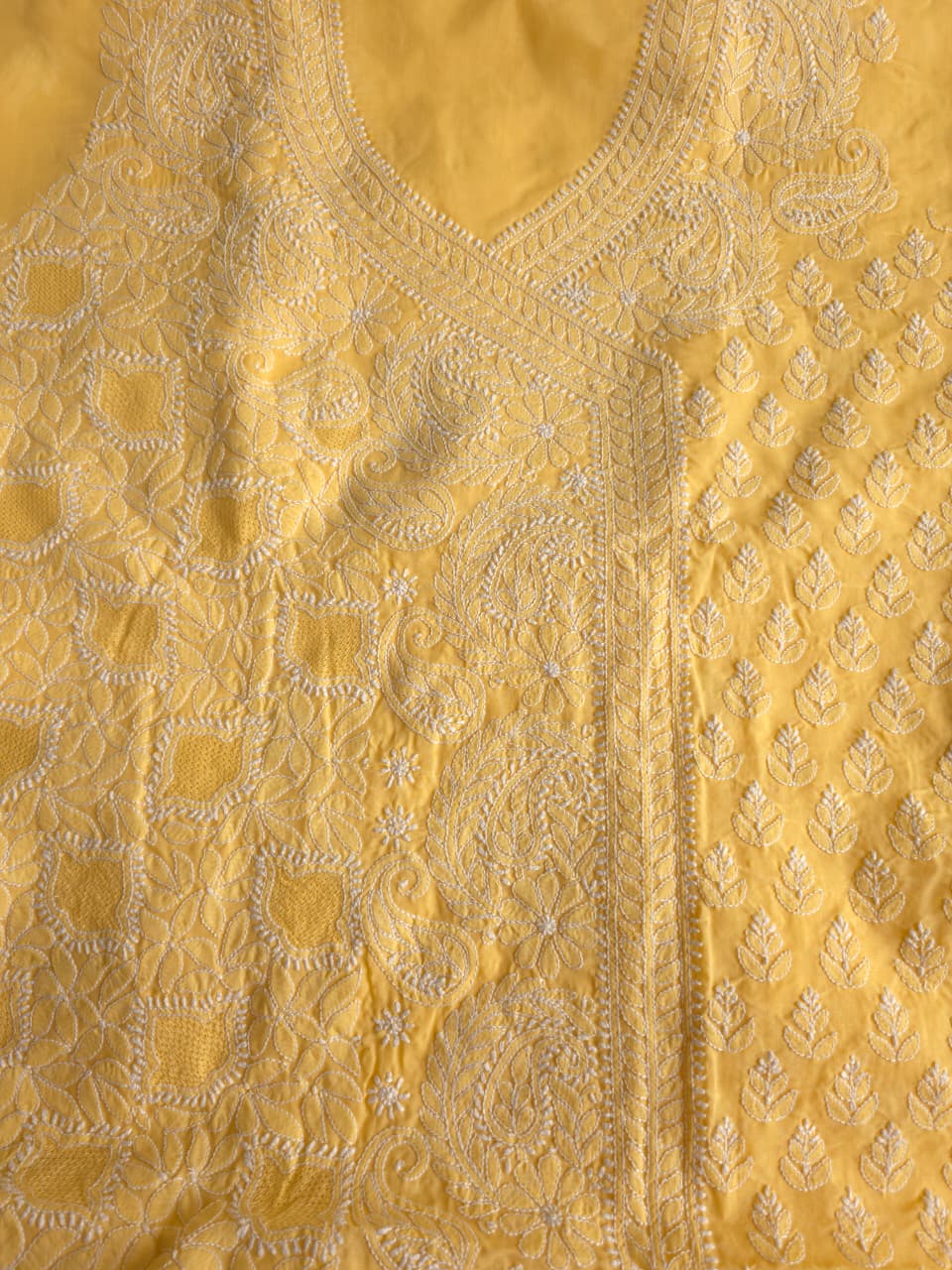 Yellow Angarkha pattern full set with Jaaliwork