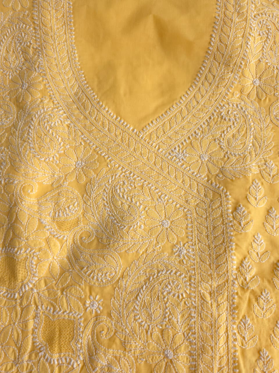 Yellow Angarkha pattern full set with Jaaliwork