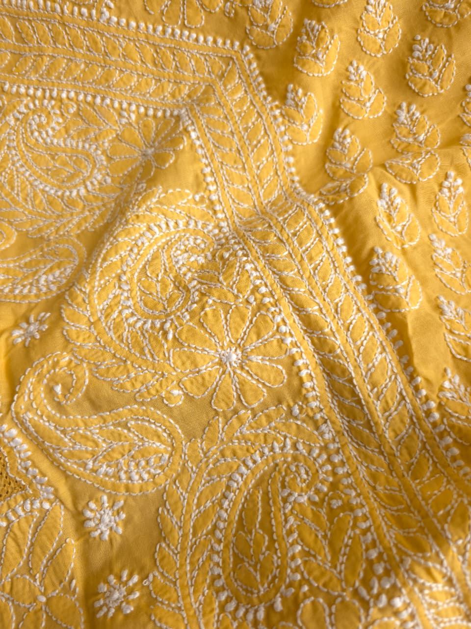 Mustard Yellow Angarkha Pattern Full set with Jaaliwork