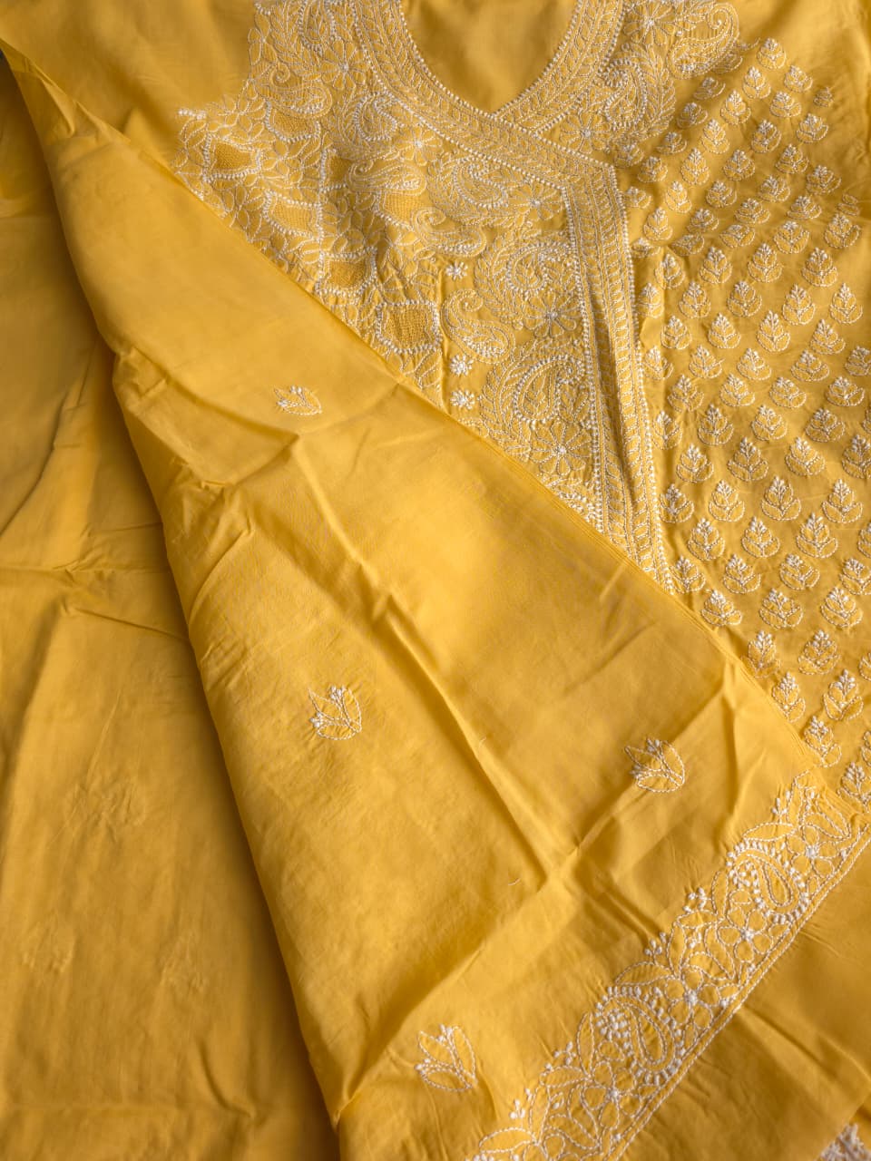Mustard Yellow Angarkha Pattern Full set with Jaaliwork