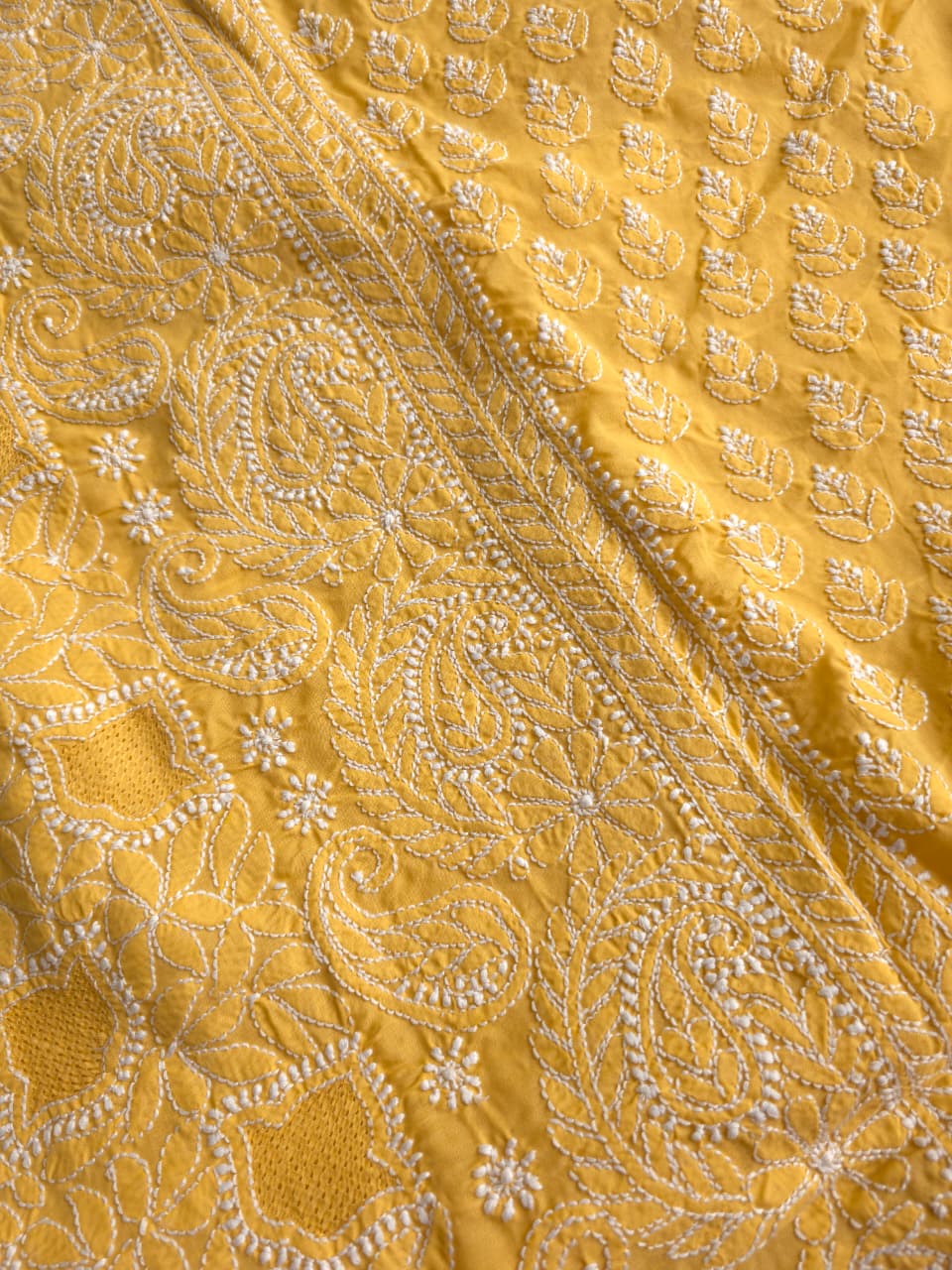 Mustard Yellow Angarkha Pattern Full set with Jaaliwork