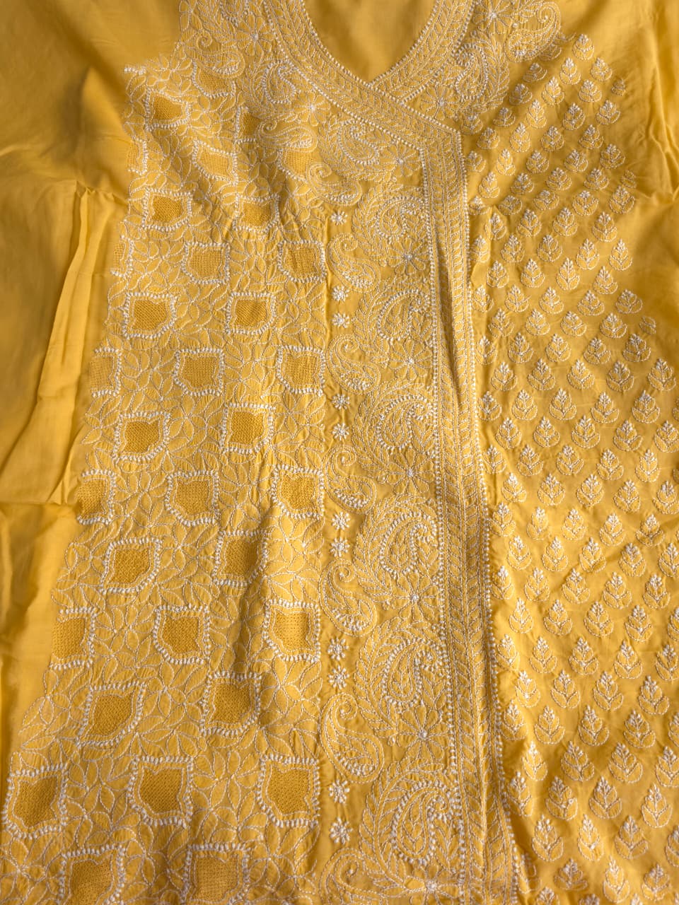 Mustard Yellow Angarkha Pattern Full set with Jaaliwork