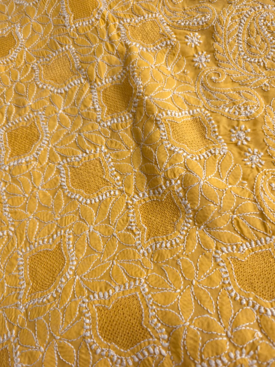 Mustard Yellow Angarkha Pattern Full set with Jaaliwork