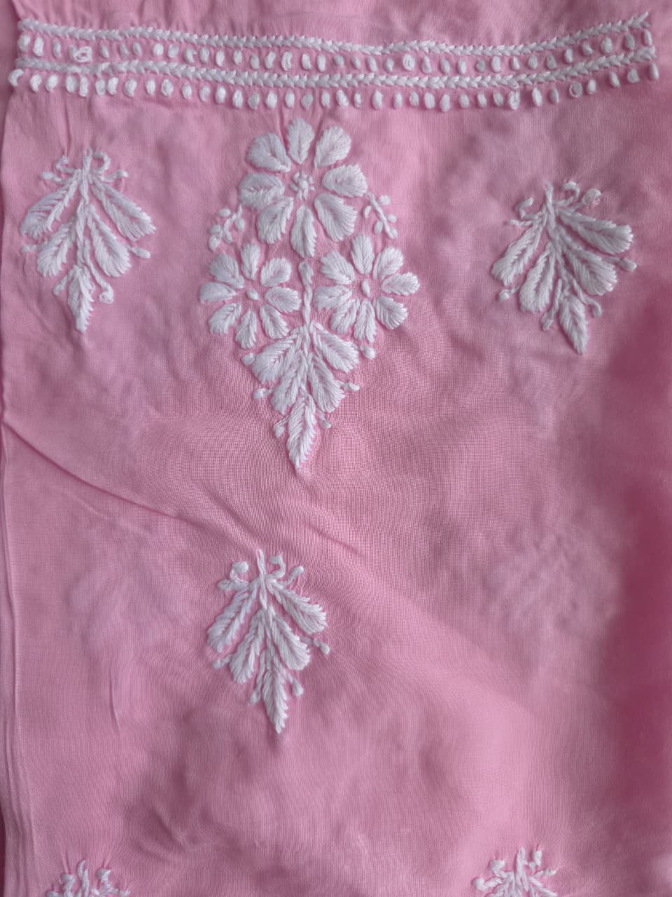 Pink Modal Kurta fabric with Beautiful Chikankari