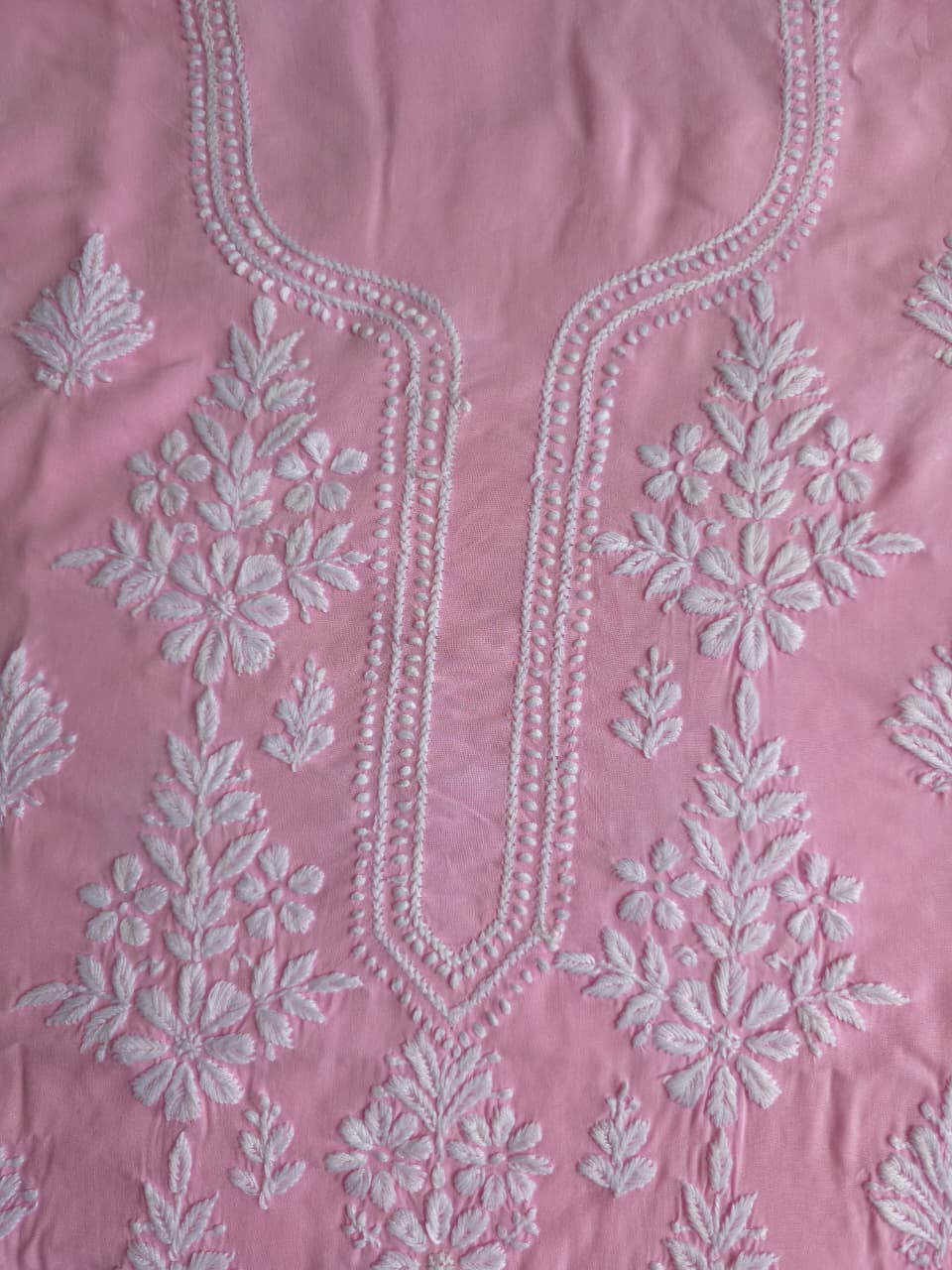 Pink Modal Kurta fabric with Beautiful Chikankari