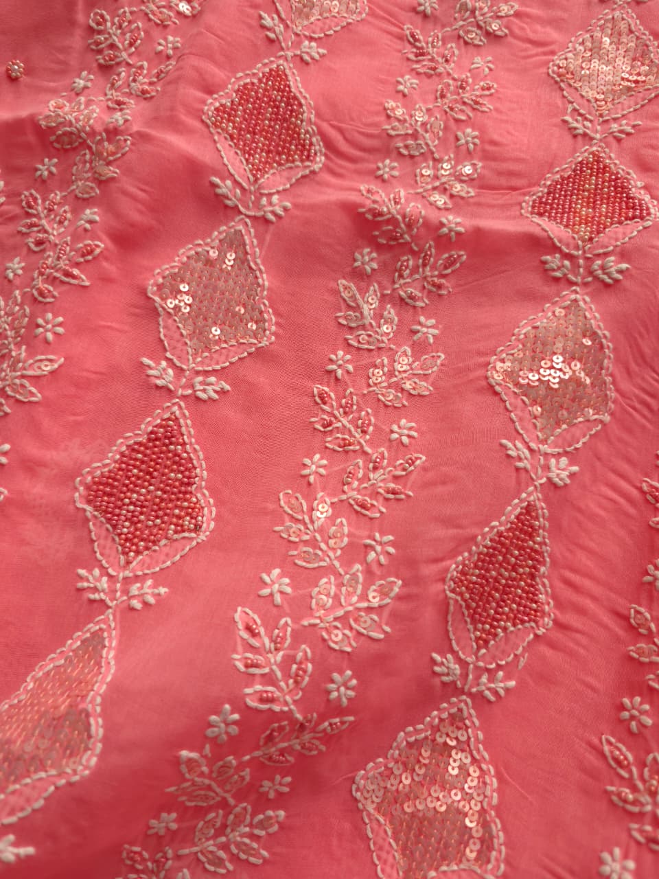 Carrot Color Cotton full suit with chikankari embellishments