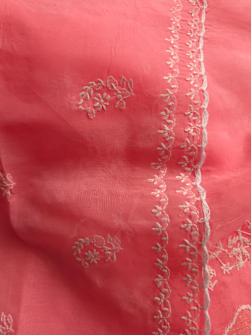 Carrot Color Cotton full suit with chikankari embellishments